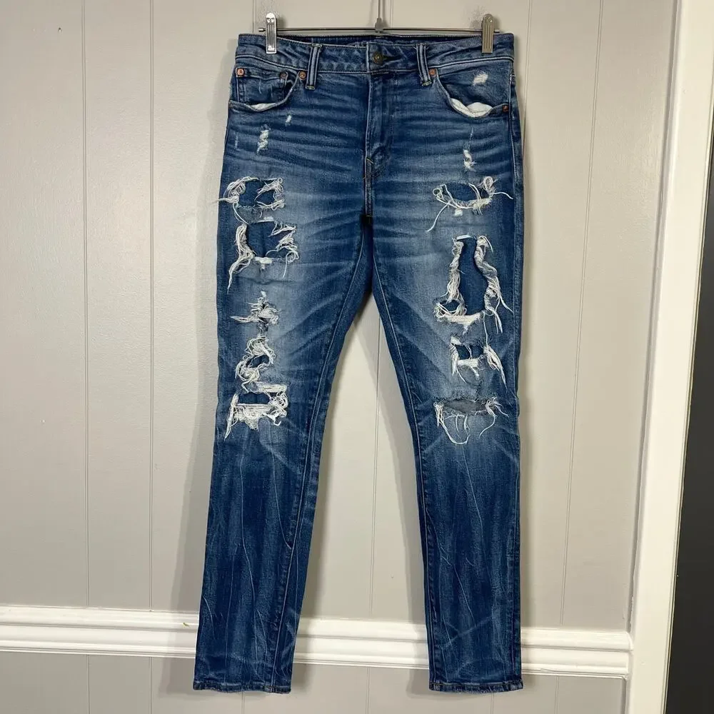 American Eagle Athletic Skinny Jeans 30x32 (30x30) Distressed